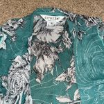 Citron Art to Wear Sheer Floral Asian Silk Open Waterfall Cardigan Turquoise S Green Photo 5