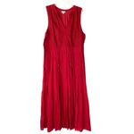 Sundance Dark Red Tassel Embroidered Pleated Elegant Cotton Maxi Dress size XL Photo 1