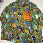 Celia B Floral Print Long Sleeve Button Up Top Medium New Yellow Photo 0