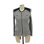 IRO  Ceylona Blazer Jacket Leather Trimmed Gray Size 38 US‎ 6 Photo 2
