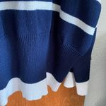 Topshop  Oversized Striped Turtleneck Sweater Navy Cream Size Small Photo 2