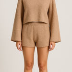 Nordstrom 4th & Reckless Kairo Bouclé Sweater Lounge Set Tan Small | Cozy Bell Sleeve Photo 0