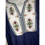 Suzanne Betro Weekend by  Blue Tunic Top With Floral Embroidery Size S NWT!!! Photo 1