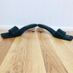 Good American Black Satin Rhinestone Kitten Heel Slide Square Toe Size 7 New Photo 2