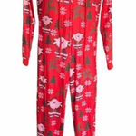New Unisex Boutique Santa Print Christmas Hooded Footless Onesie Pajamas Photo 0