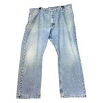 Wrangler Relaxed Straight Blue Jeans Mens 44x30 Denim Distress Rugged Workwear Photo 1