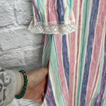 Vintage Improved Living Striped Robe House Coat Size L Ruffle Lace Button Pink Size L Photo 2