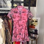 Urban Outfitters  Pink Music Festival Print Newspaper Mini Dress Womens XS EUC Photo 7
