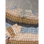 Roberta Roller Rabbit Roller Rabbit Womens Medium Popover Orange Blue Hounds Tooth Print Chiffon Sheer Photo 1