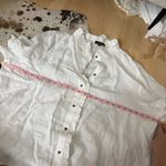 J.Crew  Ruffle Trim Button Up Shirt Linen In White Size 3X Photo 8