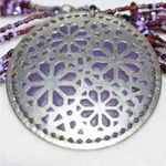 Boho Chic Purple Shades Beaded Statemet Medallian Lobster claw clasp Necklace Photo 2