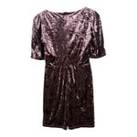 Buddy‎ Love Crushed Velvet Mini Dress Puff Sleeve Plunge Neck Purple Small NWT Photo 6