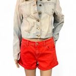 Pilcro and the Letterpress NWOT! Pilcro Anthropologie Hyphen Midrise Red Denim Jean Shorts Size 27 Roll-up Photo 1