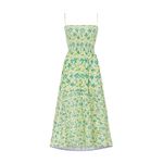 Solid & Striped Kennedy Green Tropical Floral Print Smocked Eyelet Midi Dress M Photo 5