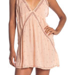 Free People  | Chloe Embroidered Slip Mini Dress in Sweet Peach Photo 0