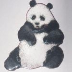 Vintage Black and White Boho Panda Brooch Photo 0