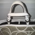Coach Vintage Metallic Gold & White Goat Suede And Leather Tote Bag Purse #9371 Photo 12