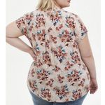 Torrid  Floral Beige Challis Button Front Dolman Sleeve Top Size 3X Photo 2