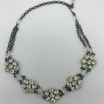 VTG clear RhVTG clear Rhinestone And Glass Bead Choker Necklace 15” Flower Shape Silver Photo 1