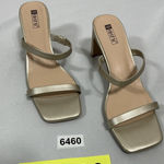 Womans NWOT Idifu Strappy Slide Slipon Sandals 8.5 Gold Open Toe Block Heel Photo 0