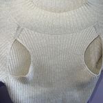 Open Edit Cream Sparkle Ribbed Cutout Sweater Photo 6