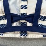Venus High Neck Zip front Bikini Swimsuit Size 14 Navy/White Sailboat Stripe Photo 8