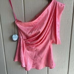 Eva Franco NWT Daphne One Shoulder Top in Pink Bubblegum Satin Size 4 Photo 6