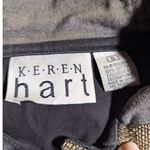 Vtg 1990s Keren Hart Black Beige Tribal Patchwork Tapestry Hooded Jacket Sz S Size M Photo 3