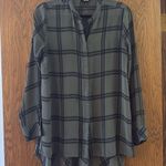 a.n.a Green plaid button down top Photo 2