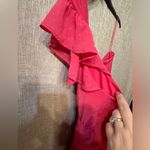 Chelsea 28 Pink Polka Dot One Shoulder Ruffle Feminine Midi Dress Womens XL NWT Photo 11