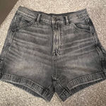 American Eagle Black Utility Denim Mom Shorts Photo 0