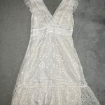 Bebe NWT Cotton Eyelet Embroidered Sleeveless White Ruffles Apron Dress Size Small Photo 1