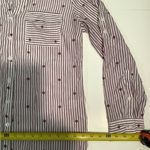 New York & Company Burgundy Striped Blouse White Size L Photo 5
