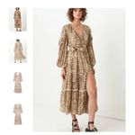 Spell & The Gypsy Leopard Print button detail ruffledAda Gown Size XSmall Boho Tan Photo 5
