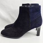 Aquatalia  Italian Black Navy Blue Colorblock Suede Ankle Boots Side Zip Womens 7 Photo 0