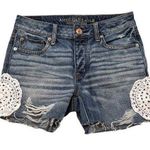 American Eagle Boy Crop Denim Shorts Crochet Photo 0