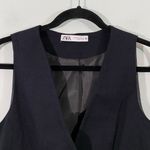 ZARA Women Black Rustic Textured Fabric Button Up Cropped Vest Size XS #7484/068 Photo 2