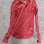 Free People  Red Long Sleeve Henley Photo 0
