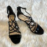 Antonio Melani Black Patent Leather Caged Strappy Heels Size 7 Photo 3