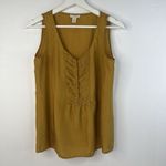 J.Crew Size 0 Top Silk Sleeveless Pleated Front Popover Tank Top Blouse Shirt Gold Photo 1