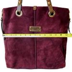 Loewe UGG Burgundy Red Suede Tote Bag with Brown Leather Shoulder Straps Photo 9