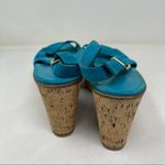 Gianvito Rossi turquoise Suede Cork Wedge Peep Toe Platform Slingback Sandals 10 Photo 6