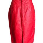 Andrew Marc  Red Vintage 80s Leather Skirt Size 14 Photo 2