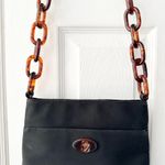 Silver Blue USA Black Nylon Shoulder Bag Tortoise Chainlink Strap Vintage Y2K Photo 3