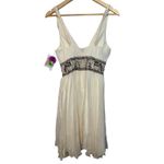 NWT Mandalay White Silk Navy Blue Beaded Sequin Mini Evening Dress Womens Size 6 Photo 4