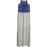 Jealous Tomato  NWT Blue and White Boho Stretch Maxi Dress size Medium Photo 2