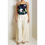 FLEUR DU MAL Lace Silk Cami, Black Orchid Floral, Medium Photo 3