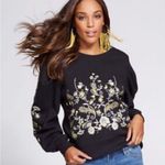 Gabrielle Union for New York and Company puff sleeve embroidery sweatshirt Small Black Photo 8
