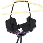 Frederick's of Hollywood Floral Print Tie Front Lace Accent Halter Bra XL Photo 2