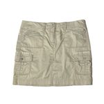 White House | Black Market WHBM Beige Cargo Skirt Embroidered Flap Pocket Above Knee Stretch Size 12 Photo 1